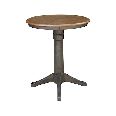 International Concepts Round 30 in Round Top Pedestal Table, 41.9 inH, Hickory/Washed Coal, 30 W, 30 L, 41.9 in H, Wood K45-30RT-27B-6B-2